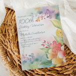 Invitación Watercolor Springtime Flowers 100th Birthday<br><div class="desc">Flores de color amarillo y rojo bonito 100 años invitando a las mujeres a una fiesta de cumpleaños. El texto, los tipos de letra y la redacción son completamente personalizables, así que aunque esta tarjeta está diseñada para una dama que celebra su centésimo cumpleaños, puede ser personalizada para cualquier edad....</div>