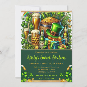 Invitación Watercolor St Patrick's Day Sweet 16
