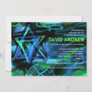 Invitación WATERCOLOR STAR Bar Bat Mitzvah para Sarah