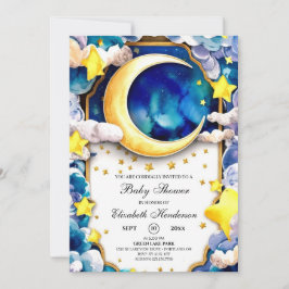 Invitación Watercolor Stars Celestial Baby Shower