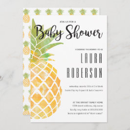 Invitación Watercolor Stencil Pineapple Baby Shower