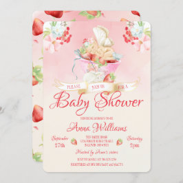 Invitación Watercolor Strawberry Baby Fairy Baby Shower