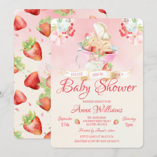 Invitación Watercolor Strawberry Baby Fairy Baby Shower
