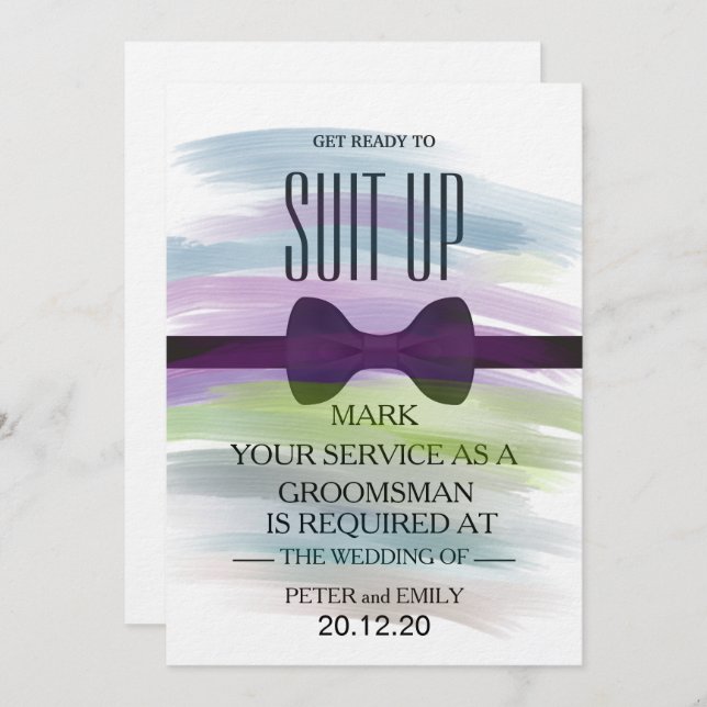 Invitación Watercolor Su servicio como Groomsman (Anverso / Reverso)