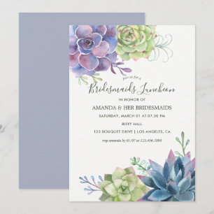 Invitación Watercolor Succulens Boda Bridesmaids Luncheon