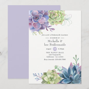 Invitación Watercolor Succulens Boda Bridesmaids Luncheon