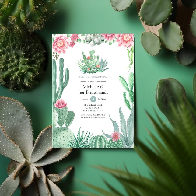 Invitación Watercolor Succulens Boda Bridesmaids Luncheon (Subido por el creador)