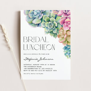 Invitación Watercolor Succulens Summer Bridal Luncheon