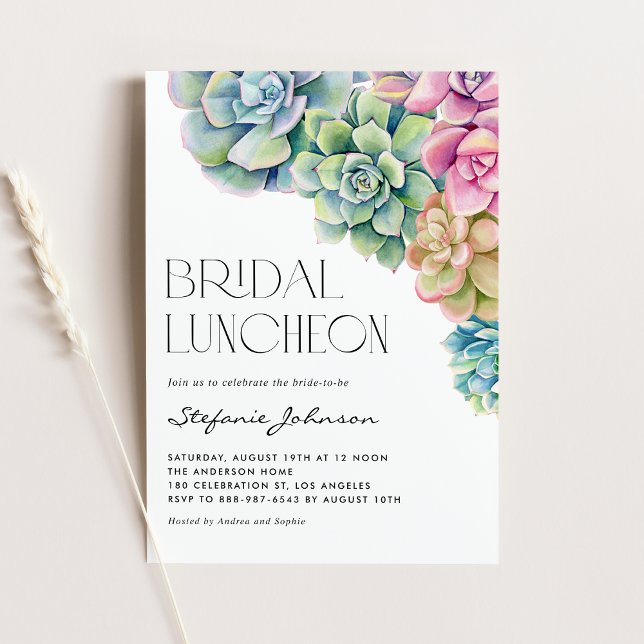 Invitación Watercolor Succulens Summer Bridal Luncheon (Subido por el creador)