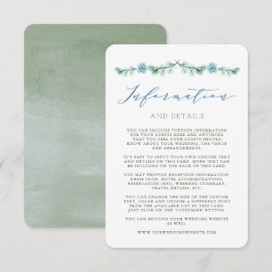 Invitación Watercolor Succulents Garden Wedding Info Card
