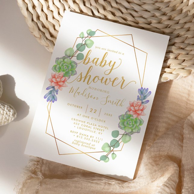Invitación Watercolor Succulum Terrarium Baby Shower (Subido por el creador)