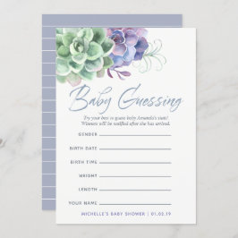 Invitación Watercolor Suculens Baby Predictions Game