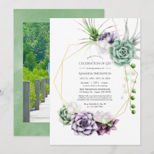 Invitación Watercolor Suculento Celebración Geométrica de la