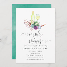 Invitación Watercolor Suculum Wine Tasting Couples Shower