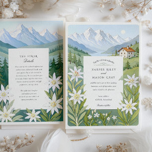 Invitación Watercolor Suiza Edelweiss Boda
