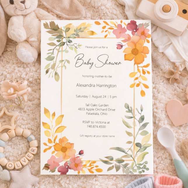 Invitación Watercolor Summer Floral Baby Shower  (Subido por el creador)