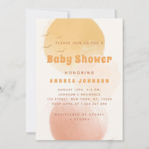 Invitación Watercolor Sun Boho Resumen Baby Shower estético