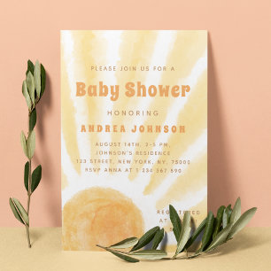 Invitación Watercolor Sun Sunshine Illustration Baby Shower
