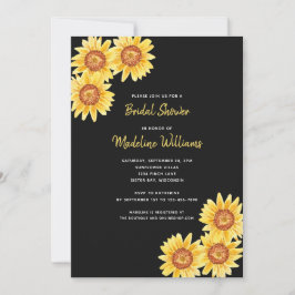 Invitación Watercolor Sunflower Brillo Ducha