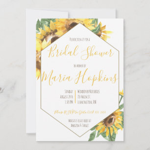 Invitación Watercolor Sunflower Brillo Ducha