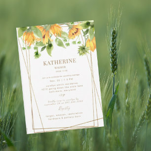 Invitación Watercolor Sunflower Cascade Brillante