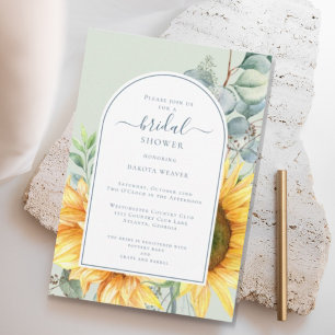 Invitación Watercolor Sunflower Eucalyptus Bridal Shower Invi