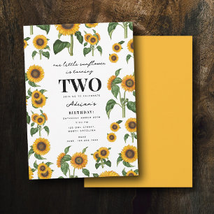 Invitación Watercolor Sunflower Foliage Botánico Cumpleaños