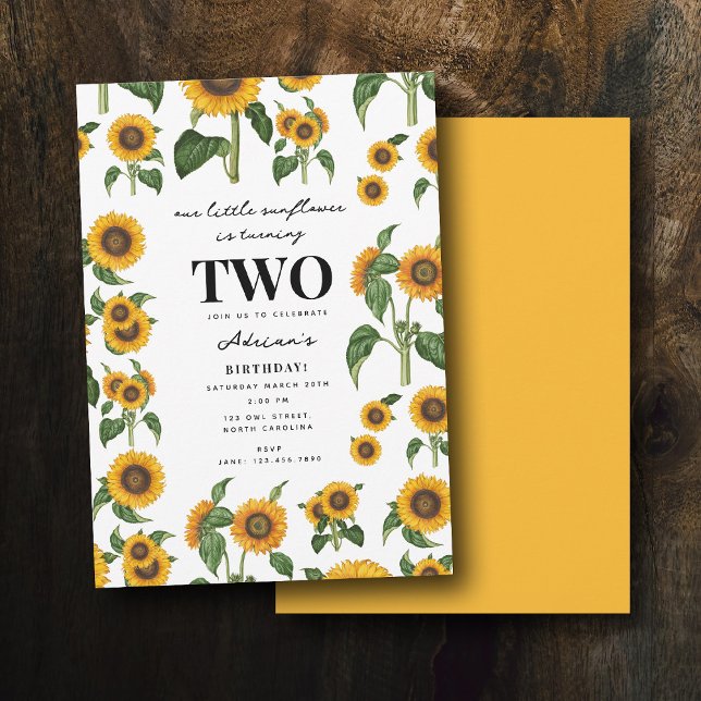 Invitación Watercolor Sunflower Foliage Botánico Cumpleaños (Watercolor Sunflower Botanical Foliage Birthday Invitation)