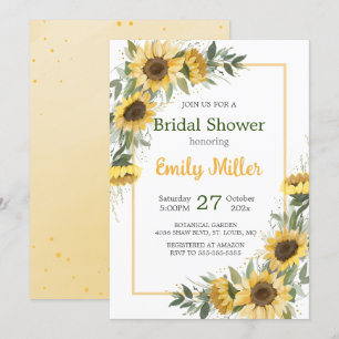 Invitación Watercolor Sunflower Greenery Bridal Shower