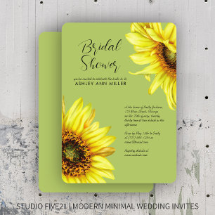 Invitación Watercolor Sunflower Light Green Wedding Shower
