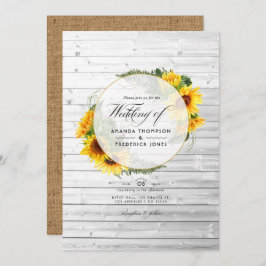 Invitación Watercolor Sunflower Russt Country Barn Boda I
