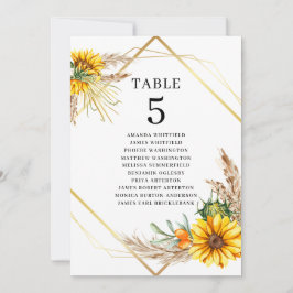 Invitación Watercolor Sunflower Rustic Boda Número de tabla