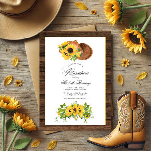 Invitación Watercolor Sunflower Rustic Western Quinceañera