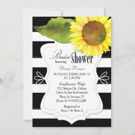 Invitación Watercolor Sunflower & Stripes Bridal Shower