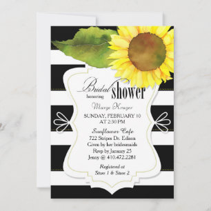 Invitación Watercolor Sunflower & Stripes Bridal Shower