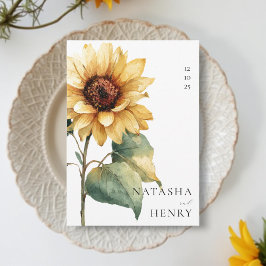 Invitación Watercolor Sunflower Wedding Rustic Boho Yellow 