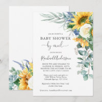 Watercolor Sunflowers Baby Shower por correo