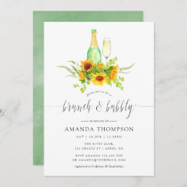 Invitación Watercolor Sunflowers Brunch y Bubbly