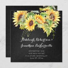 Invitación Watercolor Sunflowers Chalk Board Post Boda