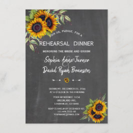 Invitación Watercolor Sunflowers Chalkboard Ensayo Cena