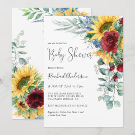 Invitación Watercolor Sunflowers Floral Baby Shower