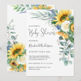 Invitación Watercolor Sunflowers Floral Baby Shower