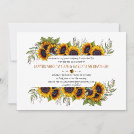 Invitación Watercolor Sunflowers Frame Old Barn Boda