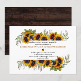 Invitación Watercolor Sunflowers Frame Old Barn Boda
