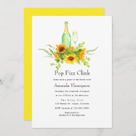 Invitación Watercolor Sunflowers Pop Fizz Clink Bridal Shower