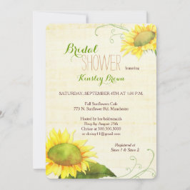 Invitación Watercolor Sunflowers Swirly Bridal Shower
