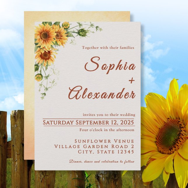 Invitación Watercolor Sunflowers Wedding Invitation (Subido por el creador)