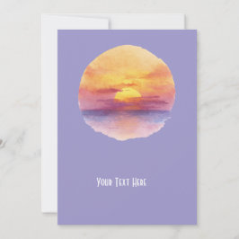 Invitación Watercolor Sunset Ocean Horizon Aesthetic Round St