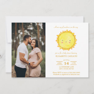 Invitación Watercolor Sunshine Baby Shower Photo Download
