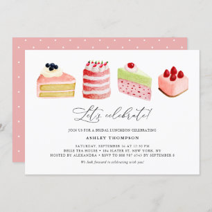 Invitación Watercolor Sweet Cakes Bridal Luncheon